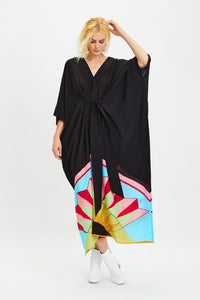 Black and Bold Georgette Kaftan Dress