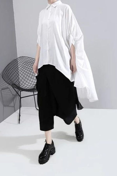 White Shirt With Exaggerated Sleeves