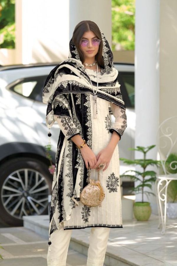 Noor Off-white Organza Suit Set - Navvi.in