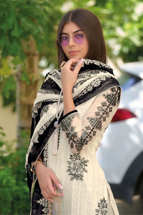 Noor Off-white Organza Suit Set - Navvi.in