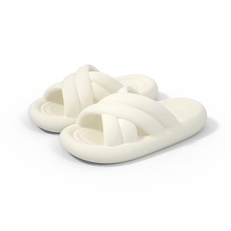 White Cross Anti-slip Women Sliders