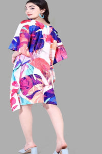 Blue and Pink Tropical Pattern Kaftan