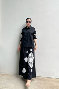 Monochrome Floral Statement Co-Ord Set for Women