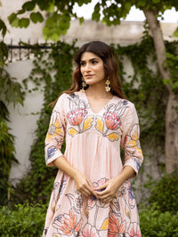 Peach Embroidered Dress