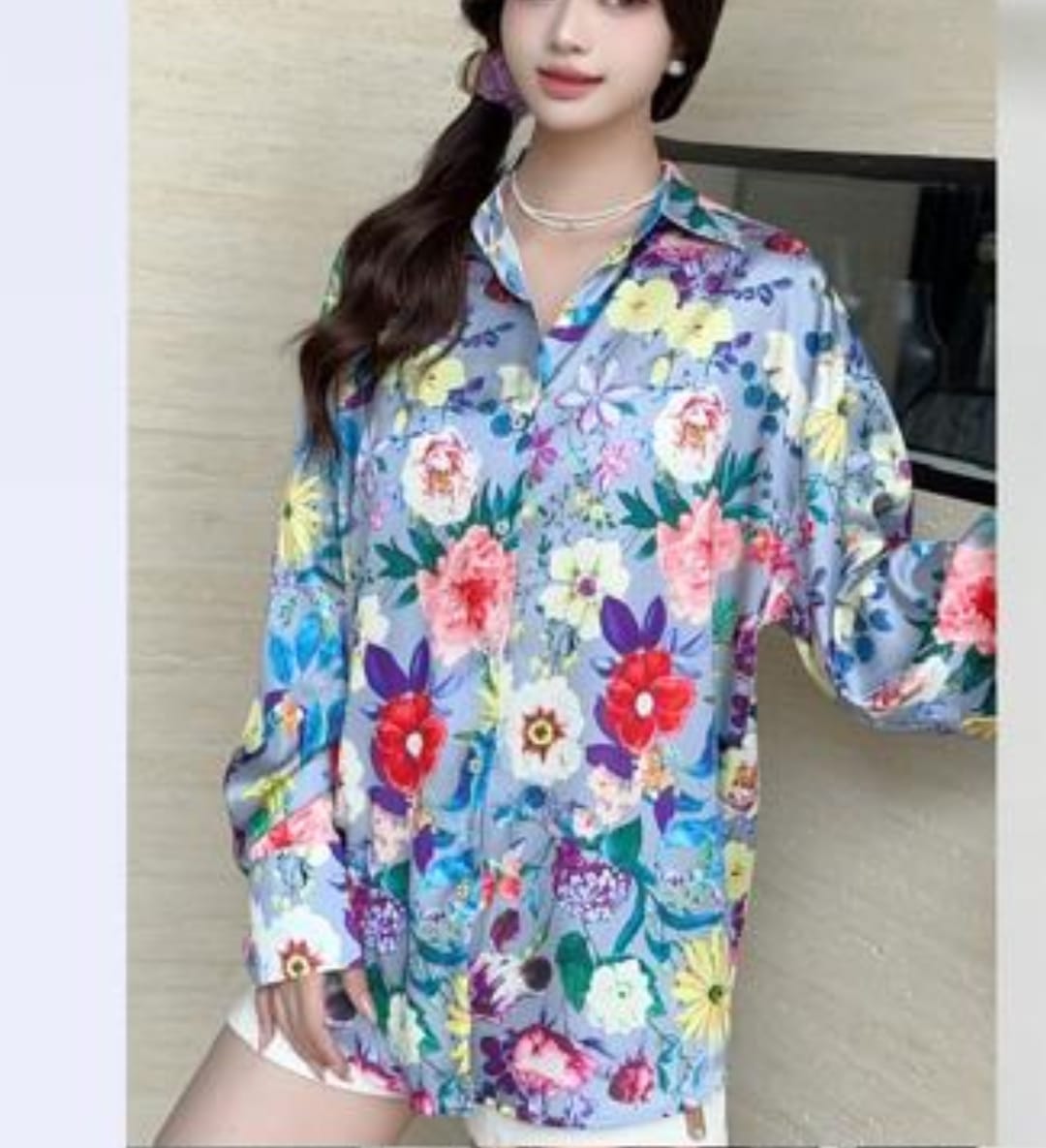 Blue Bloom Button-Down Shirt