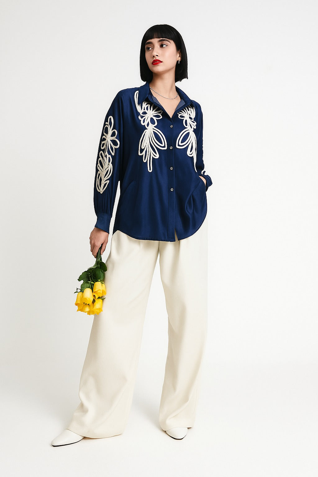 Pink Aura – Chic Embroidered Shirt