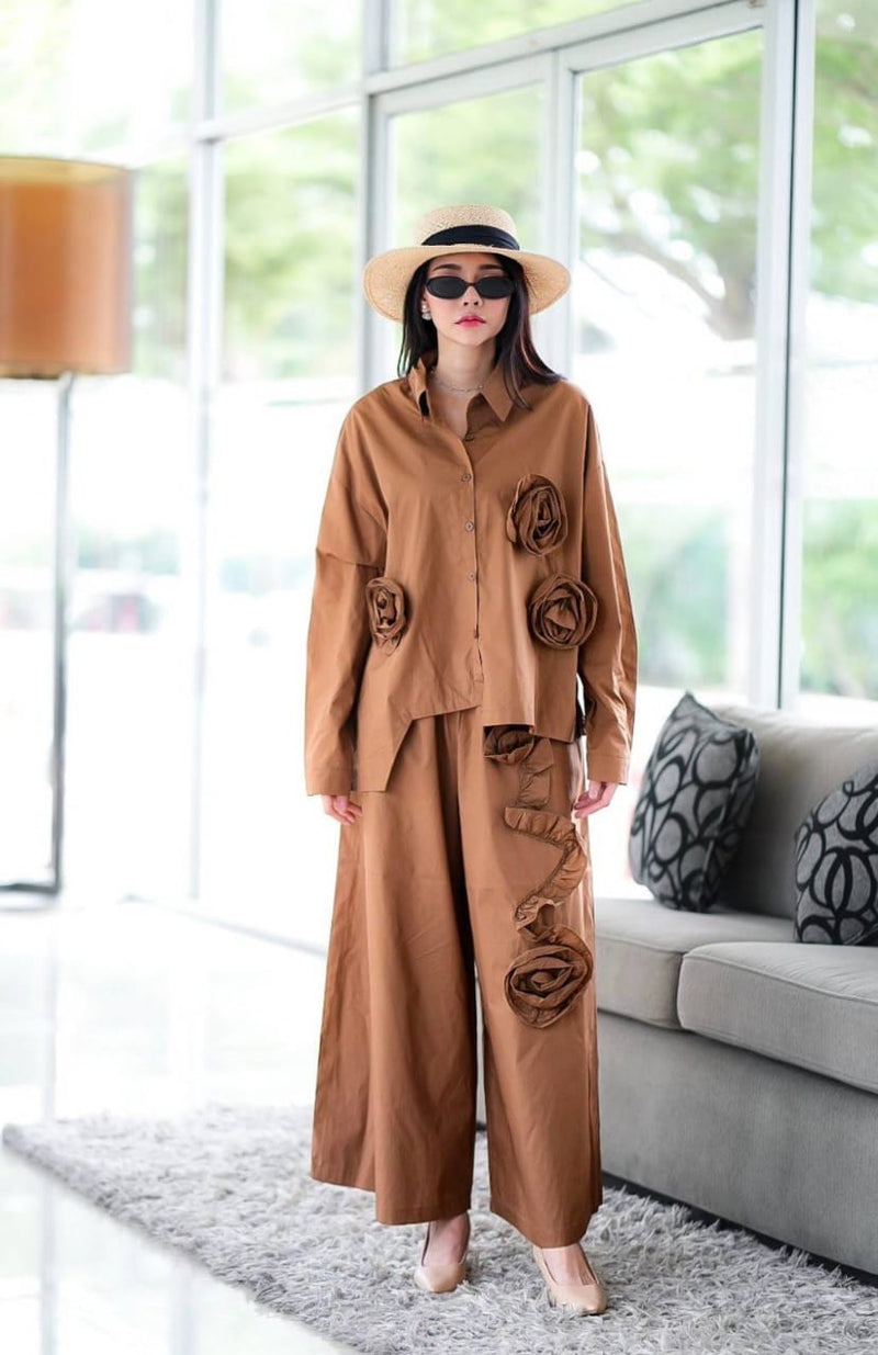 Elegant 3D Floral Co-Ord Set - Navvi.in