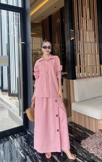 Women’s Solid Linen Blend Shirt & Wide-Leg Co-Ord Set