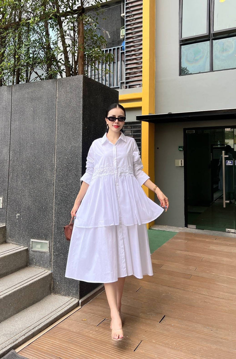Naomi Layered Shirt Dress - Navvi.in