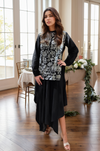 Black Handblock Printed Asymmetric Co-ord