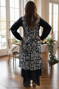 Black Handblock Printed Asymmetric Co-ord