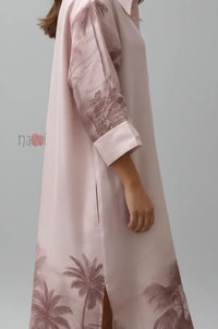 Blush Tropical Button Down Shirt Dress