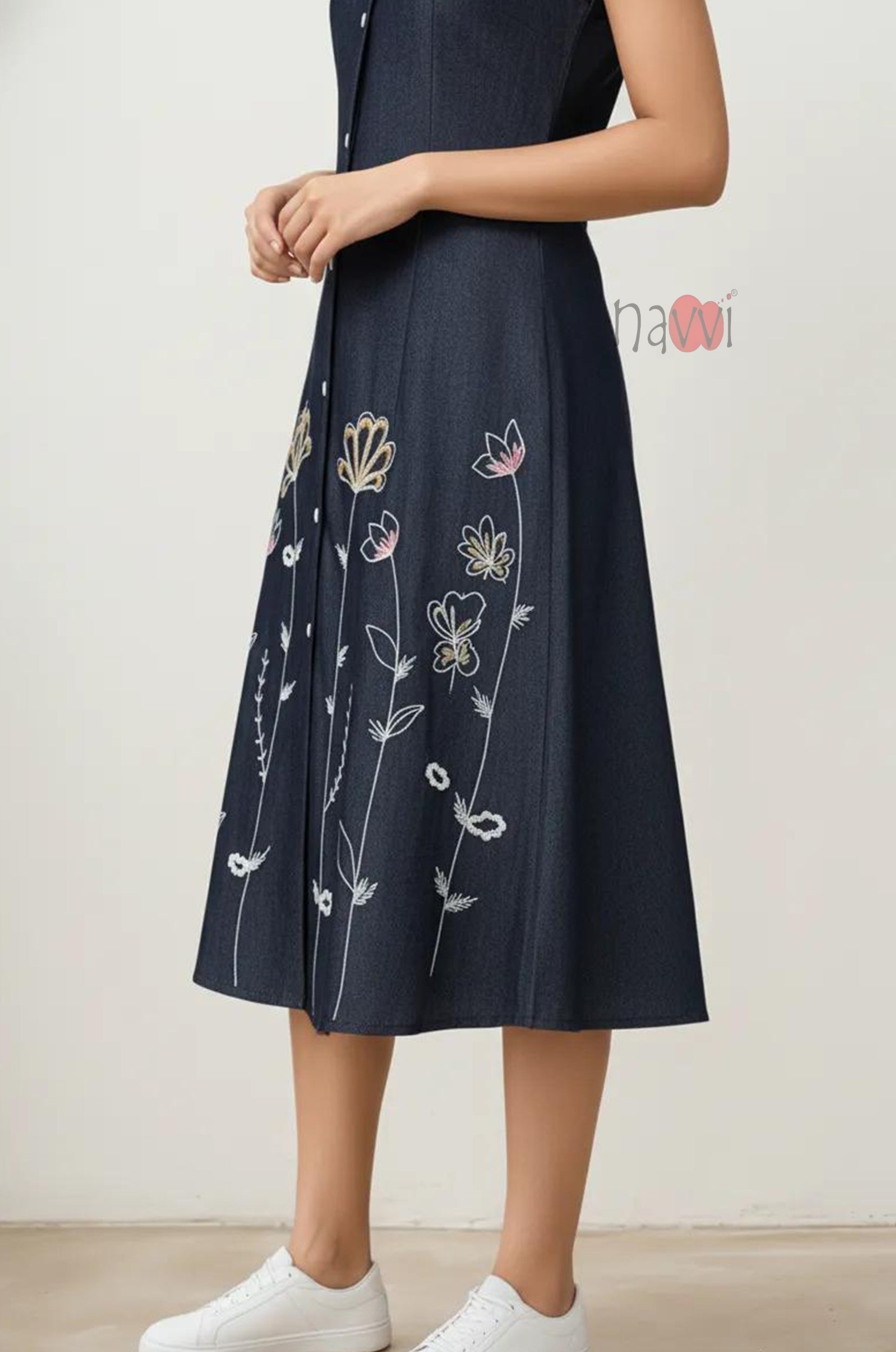 Twilight Floral Button-Down Dress