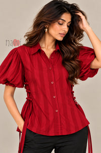 Red Floral Patchwork Shirt