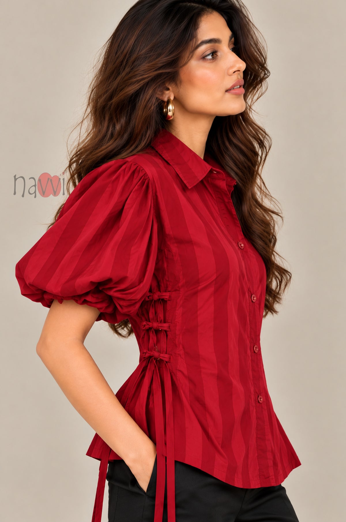 Red Floral Patchwork Shirt