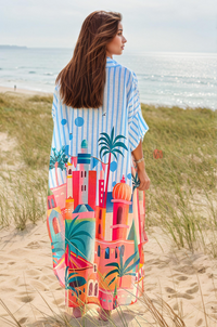 Vacation Scene Print Breezy Shirt Dress - Navvi.in