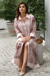 Blush Tropical Button Down Shirt Dress