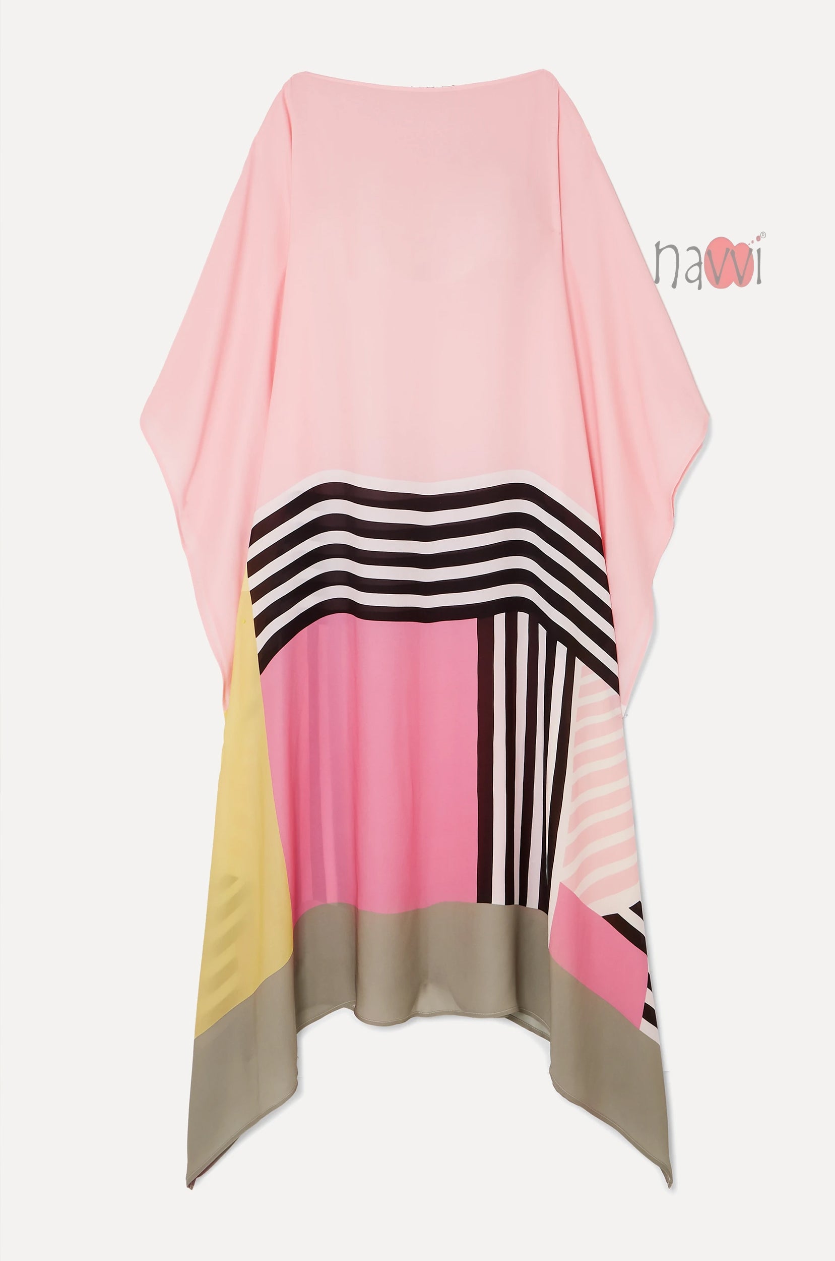 Rose Pink Satin Silk Kaftan Dress