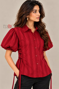 Red Floral Patchwork Shirt