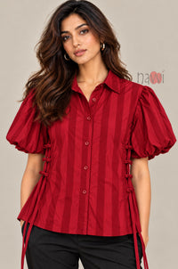 Red Floral Patchwork Shirt