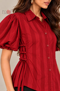 Red Floral Patchwork Shirt