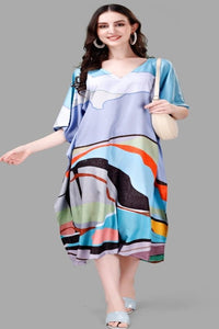 Abstract Print V - Neck Kaftan - Navvi.in