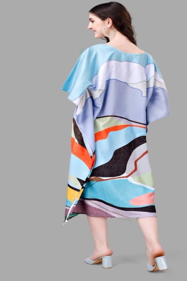 Abstract Print V - Neck Kaftan - Navvi.in