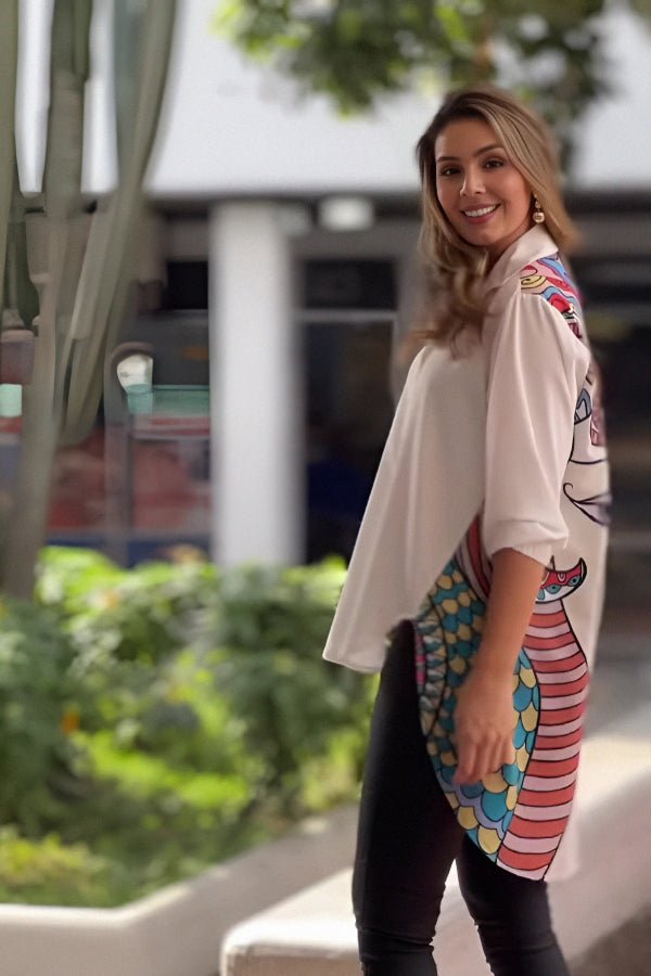 Artistic Face Back Printed Shirt - Navvi.in