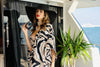 Asymmetric Black & White Kaftan - Navvi.in