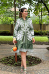 Azure Olive Boho Ruffle Dress - Navvi.in