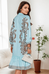 Azure Sky Blue Boho Ruffle Dress - Navvi.in
