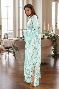 Glacier Blue Women’s Printed Kaftan Maxi Dress