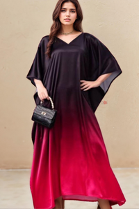Wine Ombre Flow Kaftan Dress