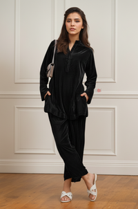 Elegant Black Velvet Easy-Fit Co-Ord