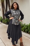 Black Handblock Printed Asymmetric Co-ord