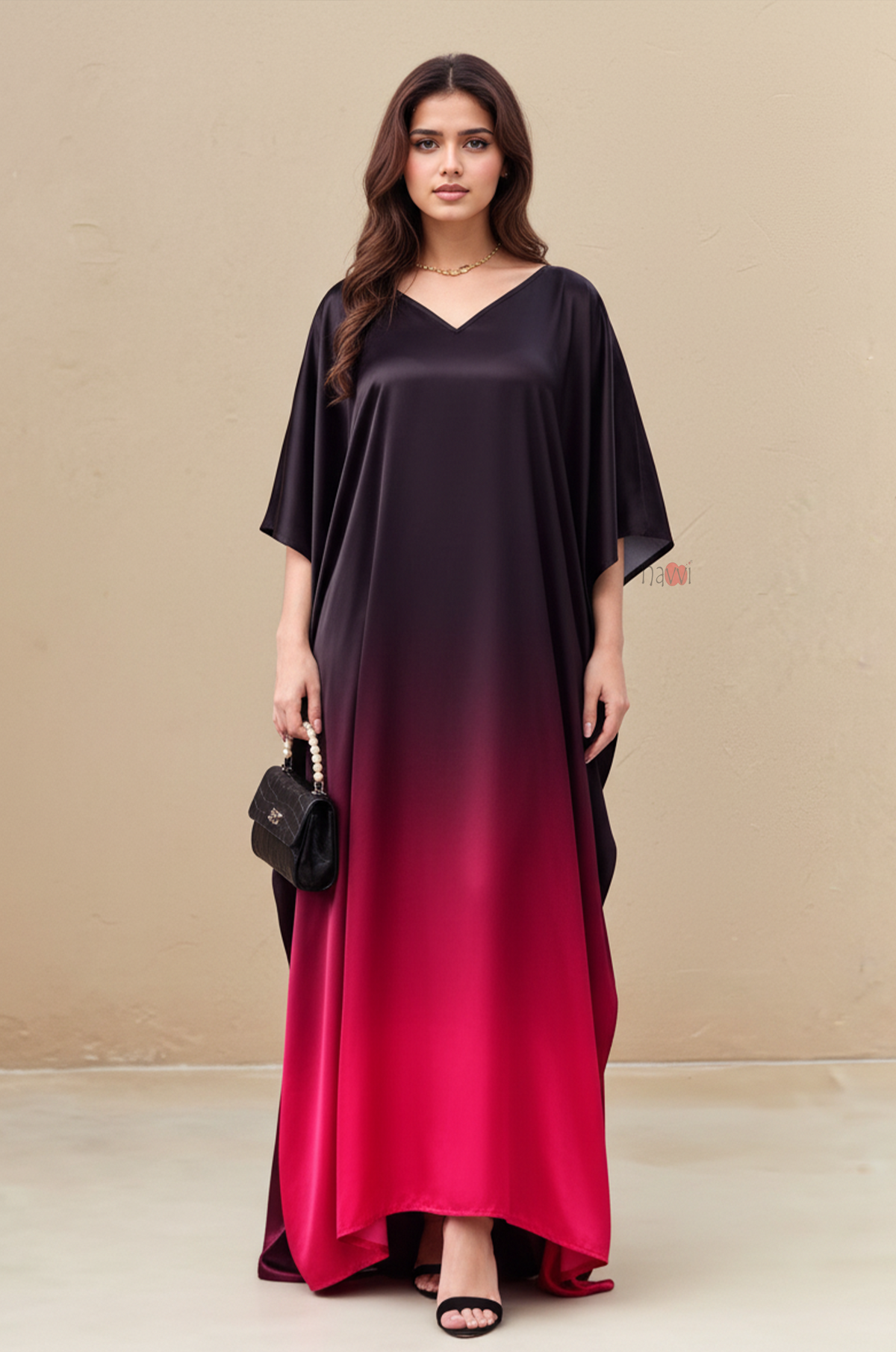 Wine Ombre Flow Kaftan Dress