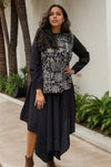 Black Handblock Printed Asymmetric Co-ord