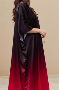 Wine Ombre Flow Kaftan Dress