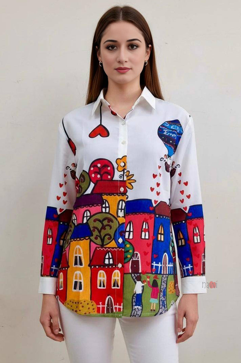 Artistic Print Casual Shirt