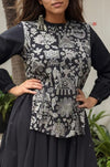 Black Handblock Printed Asymmetric Co-ord