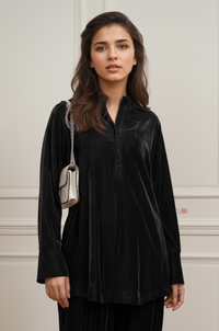 Elegant Black Velvet Easy-Fit Co-Ord