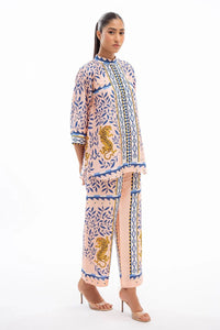Band Collar All Over Printed Co - Ord Set - Navvi.in