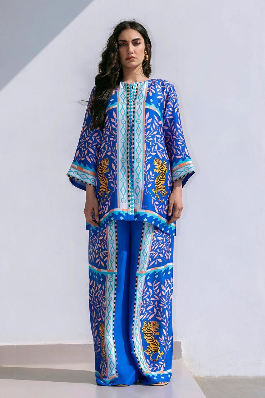 Band Collar All Over Printed Co - Ord Set - Navvi.in