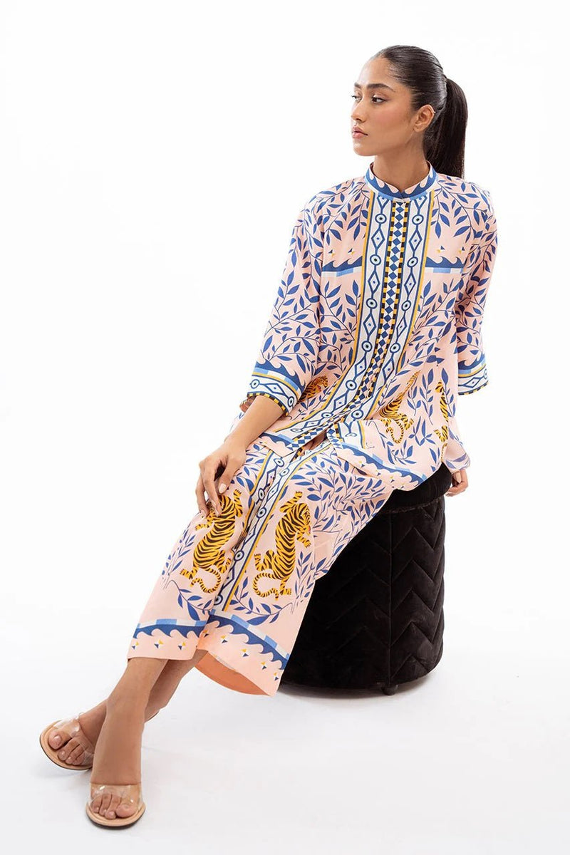 Band Collar All Over Printed Co - Ord Set - Navvi.in