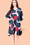 Bash Blue Red Kaftan Dress - Navvi.in