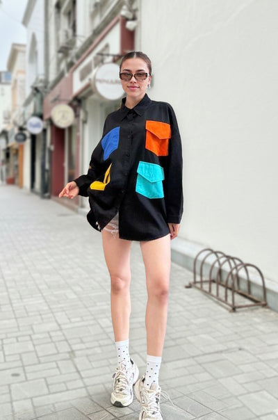 Bold Patch Pocket Oversized Shirt
