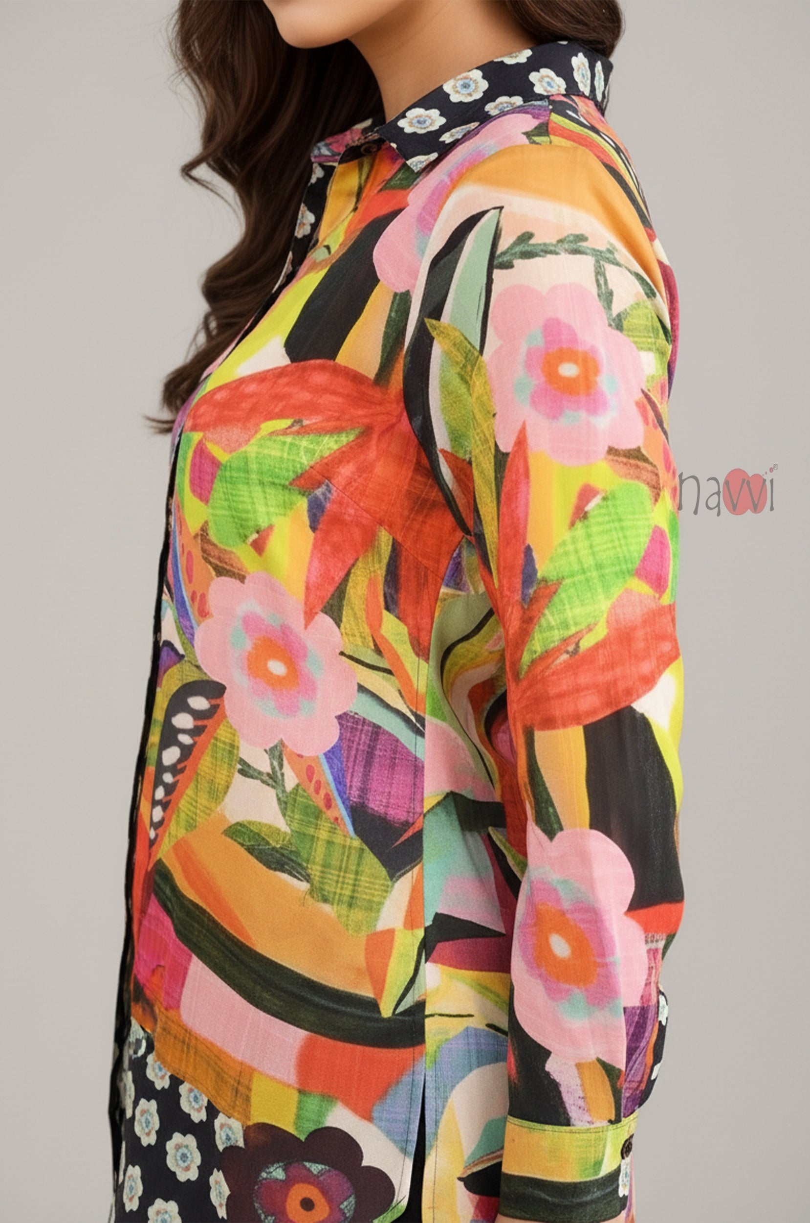 Tropical Muse Abstract Floral Shirt Top