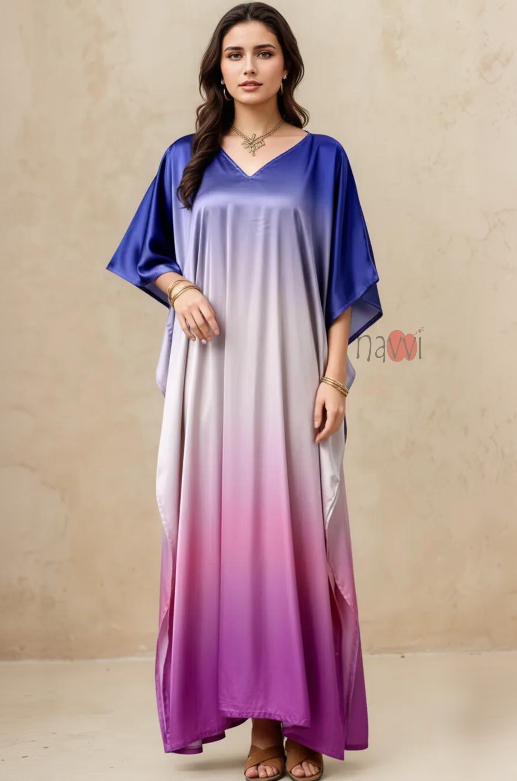 Ombre Satin Breeze kaftan Digital Printed