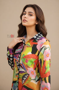 Tropical Muse Abstract Floral Shirt Top