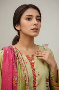 Lime Green Festive Kurta Set with Dupatta - Navvi.in